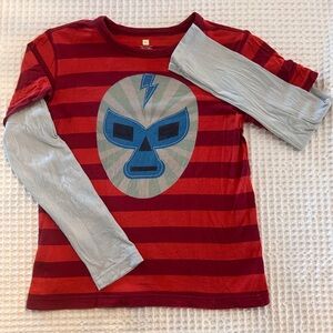 Tea Collection Red and Gray Superhero/Wrestler Layered Shirt
